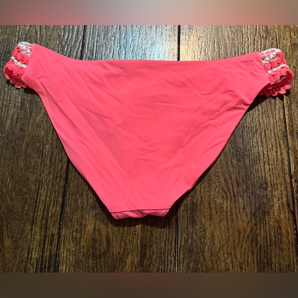 BECCA X Rebecca Virtue Pink & White Hipster Bikini Bottom Size Medium NWT - Picture 5 of 6